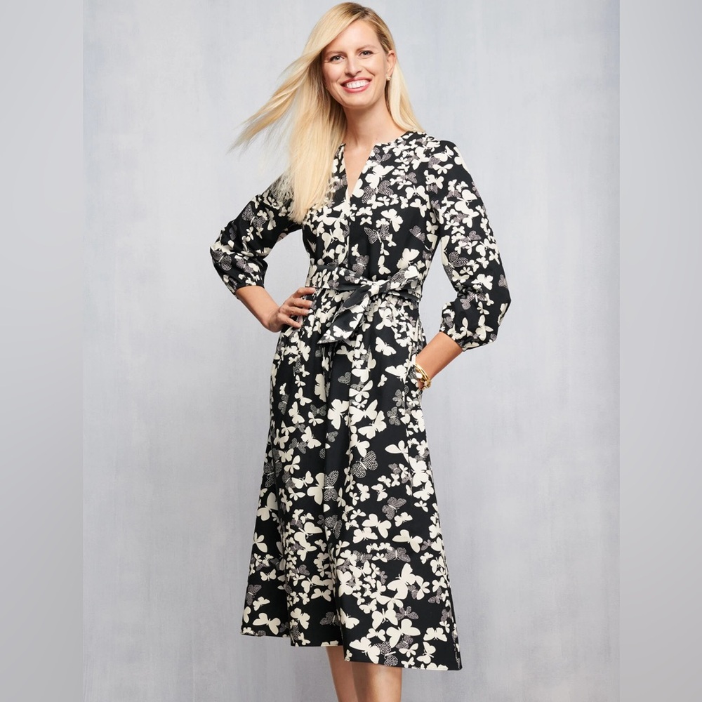 Talbots Dotted Butterflies Poplin Shirtdress, Sz. 10P